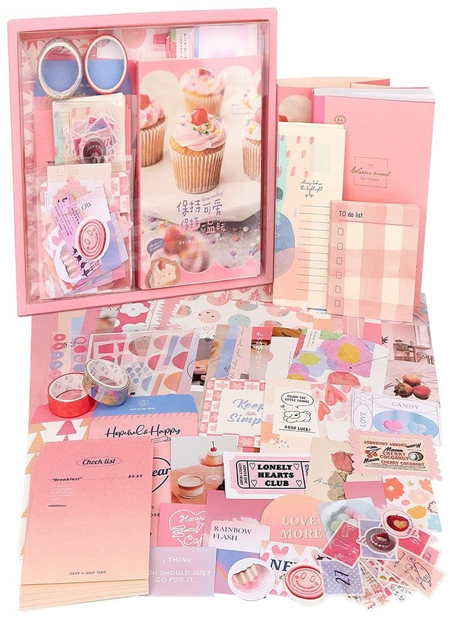 THECLOUDMALL® 346pcs Journal Supplies Kit Vintage Scrapbook Stickers Pack for Art Journaling Bullet Junk Journal Planners DIY Decoration Paper Stickers Craft Kits Notebook (Pink Scrapbook) - Image 1